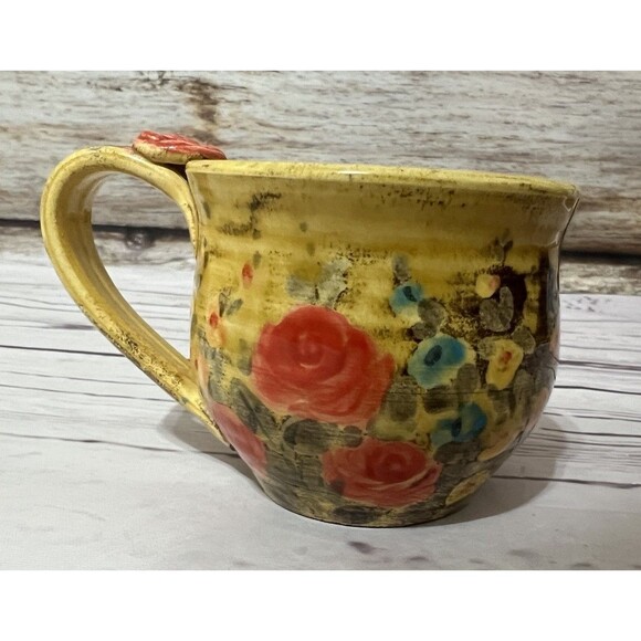 Lafonda Santa Fe Floral Studio Art Pottery Mug Hand Painted Tea Espresso - Picture 1 of 10